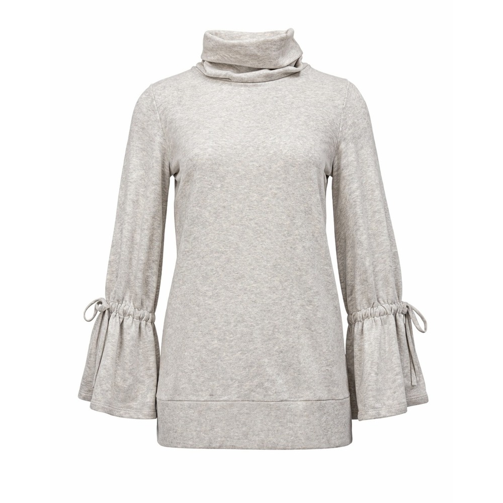 Express One Eleven Womens Small Petite Oatmeal Turtleneck Bell Sleeve Tunic‎ Top